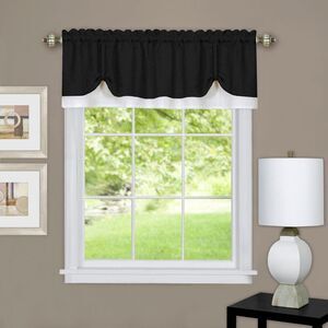 Darcy Black Solid Contemporary Window Curtain Panel: 58" x 14", Valance